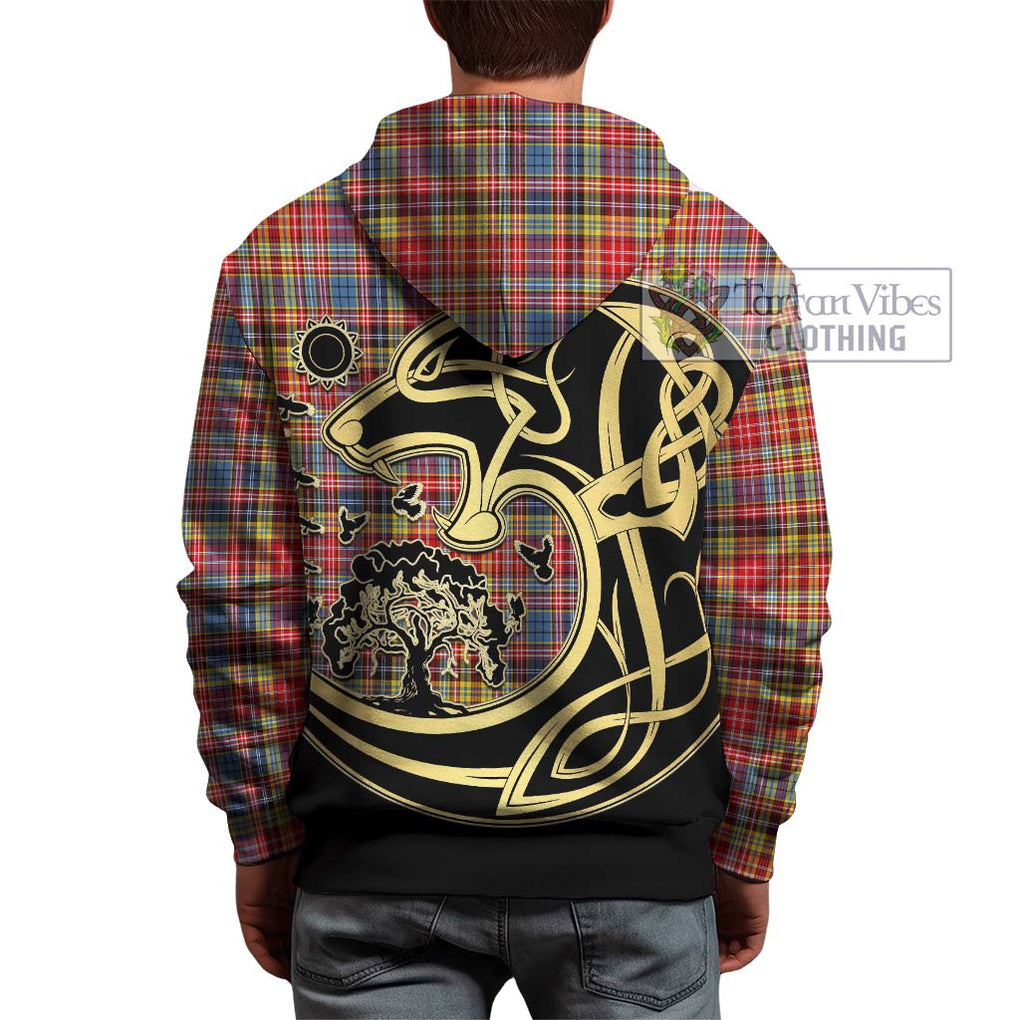 Drummond of Strathallan Modern Tartan Hoodie with Family Crest Celtic Wolf Style - Tartan Vibes Clothing