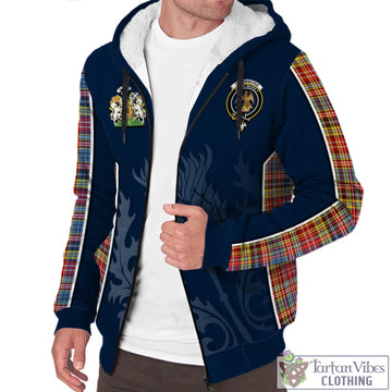 Drummond of Strathallan Modern Tartan Sherpa Hoodie with Family Crest and Scottish Thistle Vibes Sport Style