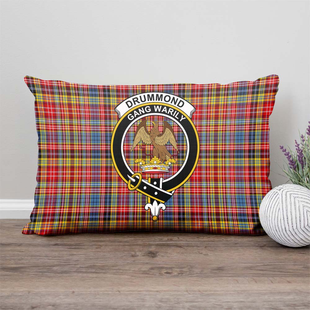 Drummond of Strathallan Modern Tartan Pillow Cover with Family Crest Rectangle Pillow Cover - Tartanvibesclothing