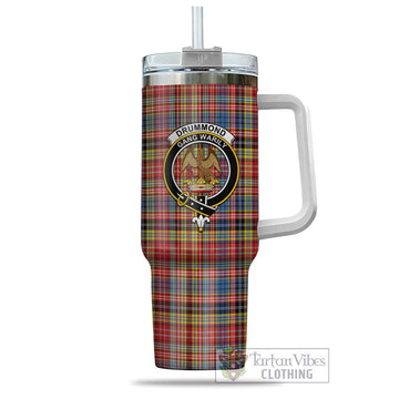 Drummond of Strathallan Modern Tartan and Family Crest Tumbler with Handle