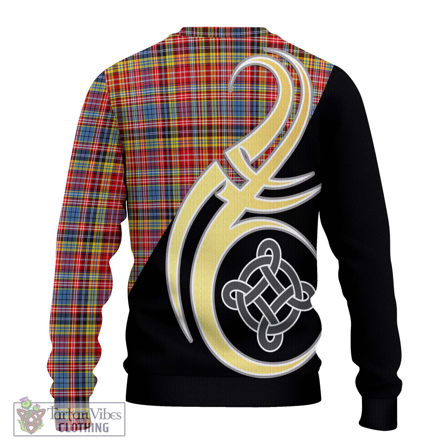 Drummond of Strathallan Modern Tartan Knitted Sweater with Family Crest and Celtic Symbol Style - Tartan Vibes Clothing