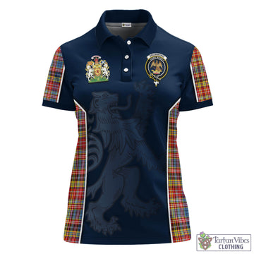 Drummond of Strathallan Modern Tartan Women's Polo Shirt with Family Crest and Lion Rampant Vibes Sport Style