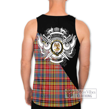 Drummond of Strathallan Modern Tartan Men's Tank Top with Family Crest and Military Logo Style