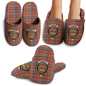 Drummond of Strathallan Modern Tartan Home Slippers with Family Crest