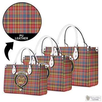 Drummond of Strathallan Modern Tartan Luxury Leather Handbags with Family Crest