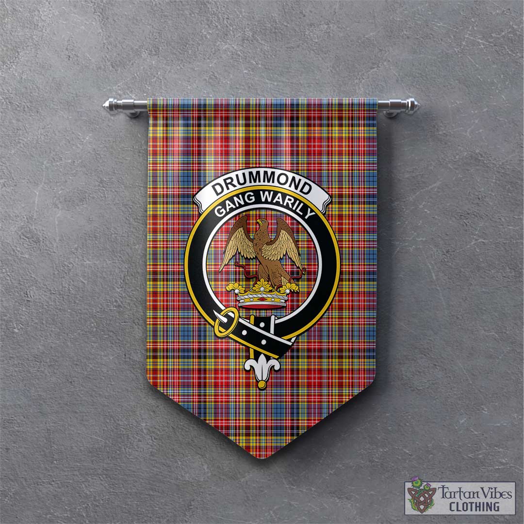 Tartan Vibes Clothing Drummond of Strathallan Modern Tartan Gonfalon, Tartan Banner with Family Crest