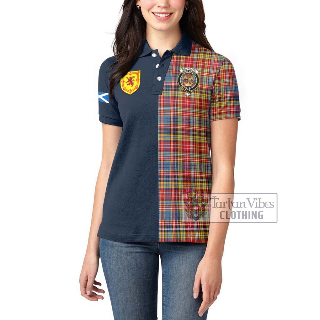 Tartan Vibes Clothing Drummond of Strathallan Modern Tartan Women's Polo Shirt with Scottish Lion Royal Arm Half Style