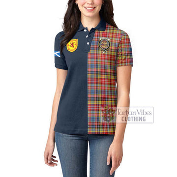 Drummond of Strathallan Modern Tartan Women's Polo Shirt Alba with Scottish Lion Royal Arm Half Style