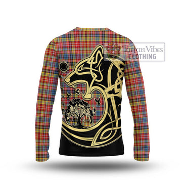 Drummond of Strathallan Modern Tartan Long Sleeve T-Shirt with Family Crest Celtic Wolf Style