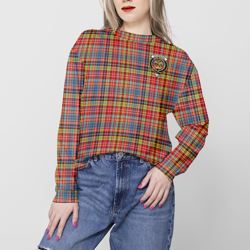 Drummond of Strathallan Modern Tartan Sweatshirt with Family Crest - Tartan Vibes Clothing