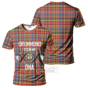 Drummond of Strathallan Modern Tartan T-Shirt with Family Crest DNA In Me Style