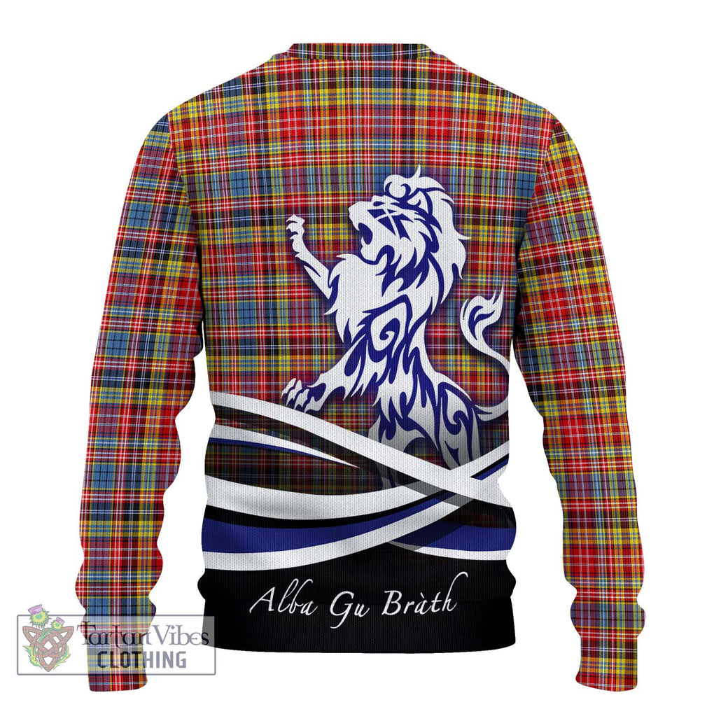 Drummond of Strathallan Modern Tartan Knitted Sweater with Alba Gu Brath Regal Lion Emblem - Tartanvibesclothing Shop