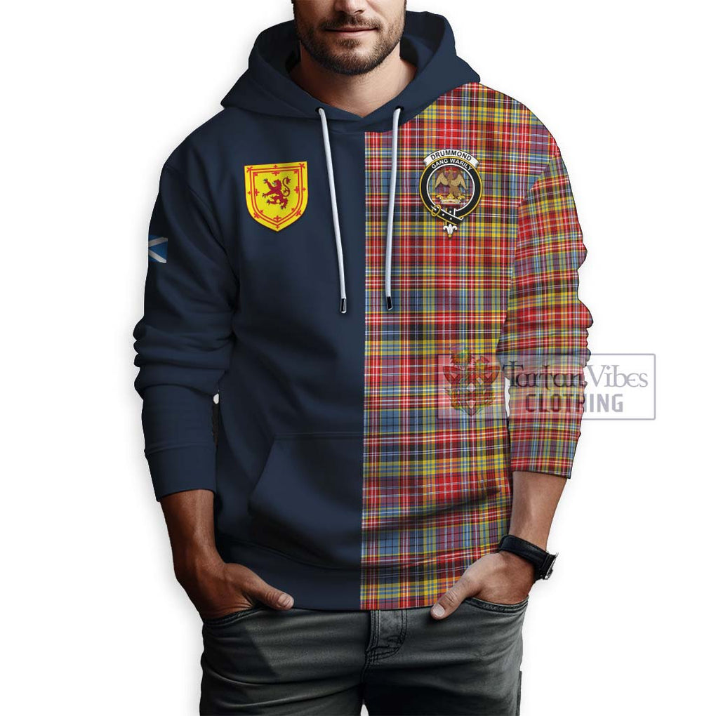 Tartan Vibes Clothing Drummond of Strathallan Modern Tartan Hoodie with Scottish Lion Royal Arm Half Style