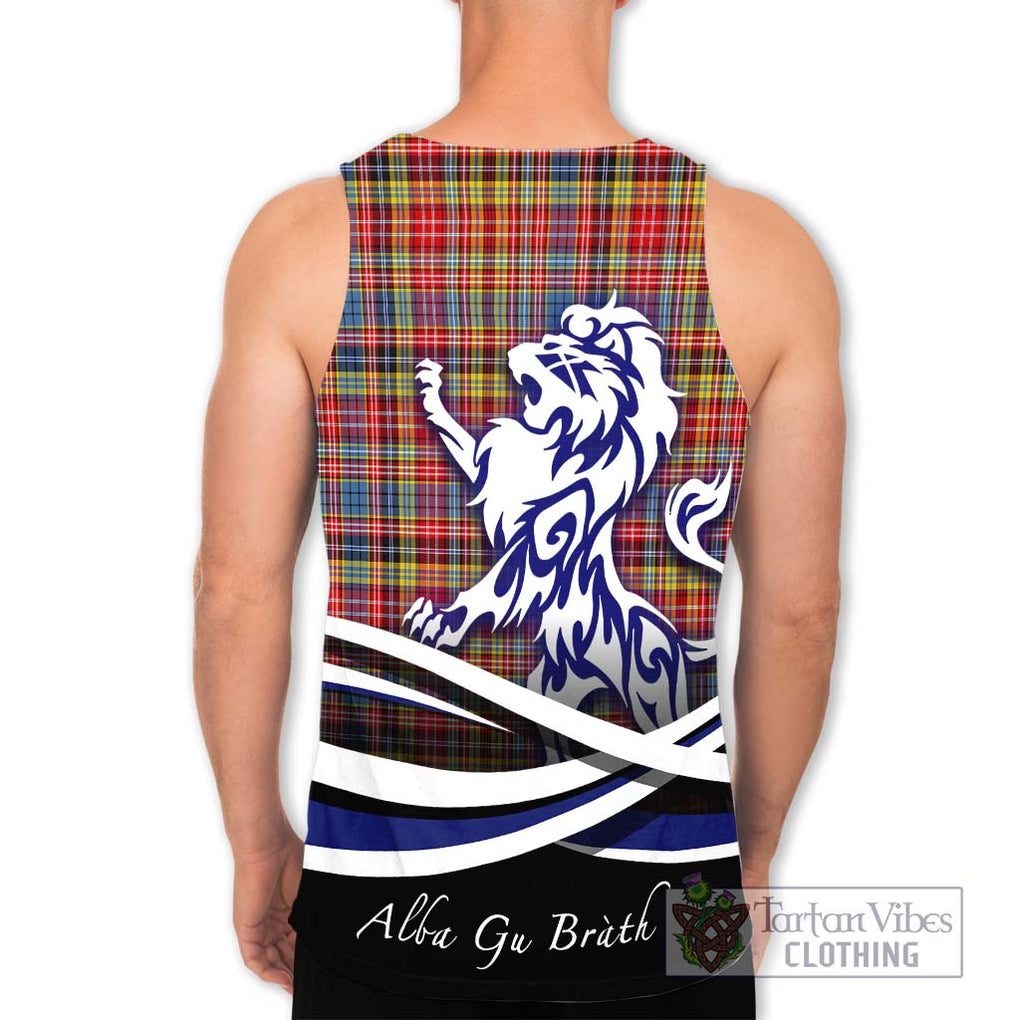 Drummond of Strathallan Modern Tartan Men's Tank Top with Alba Gu Brath Regal Lion Emblem - Tartanvibesclothing Shop