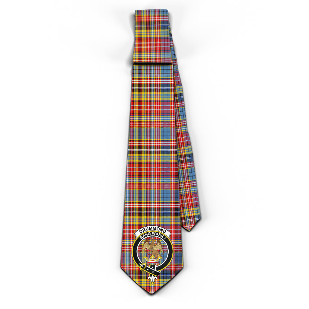 Drummond of Strathallan Modern Tartan Classic Necktie with Family Crest - Tartan Vibes Clothing