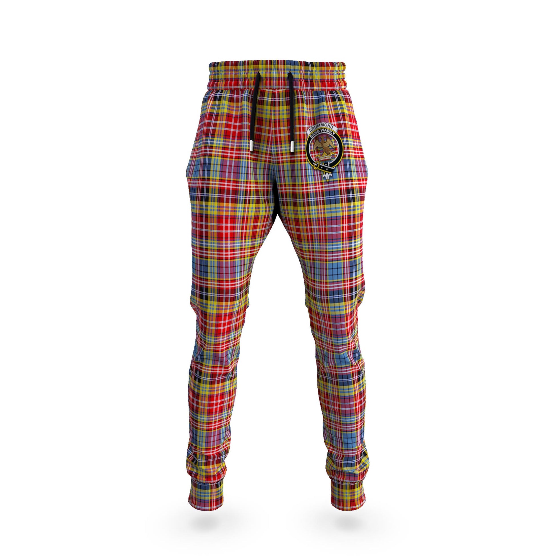 Drummond of Strathallan Modern Tartan Joggers Pants with Family Crest - Tartanvibesclothing