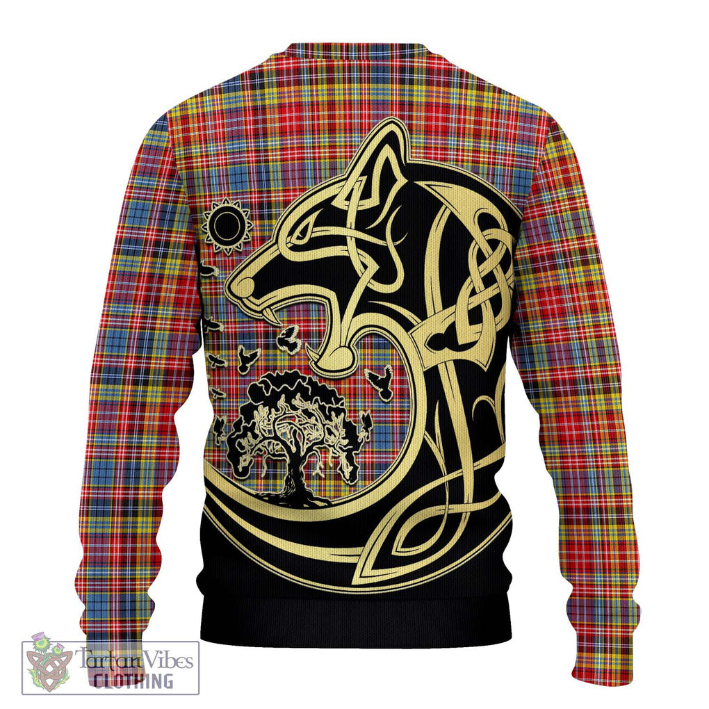 Drummond of Strathallan Modern Tartan Knitted Sweater with Family Crest Celtic Wolf Style - Tartan Vibes Clothing