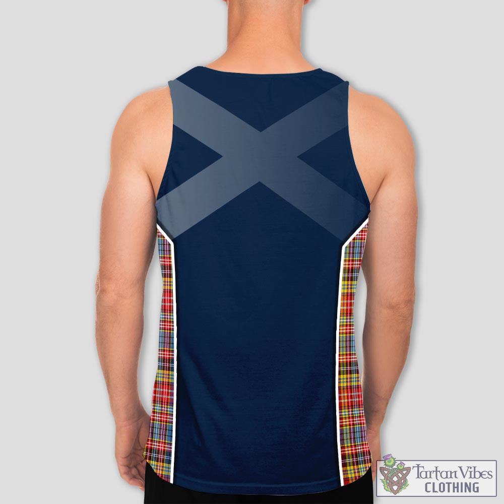 Tartan Vibes Clothing Drummond of Strathallan Modern Tartan Men's Tanks Top with Family Crest and Scottish Thistle Vibes Sport Style