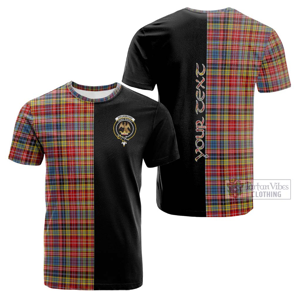 Tartan Vibes Clothing Drummond of Strathallan Modern Tartan Cotton T-shirt with Family Crest and Half Of Me Style