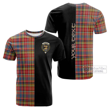 Drummond of Strathallan Modern Tartan Cotton T-shirt with Family Crest and Half Of Me Style