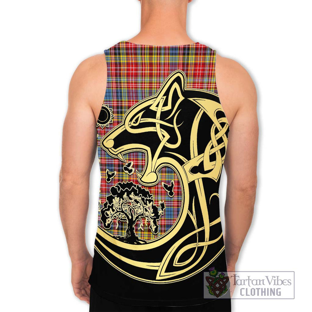 Drummond of Strathallan Modern Tartan Men's Tank Top with Family Crest Celtic Wolf Style - Tartan Vibes Clothing