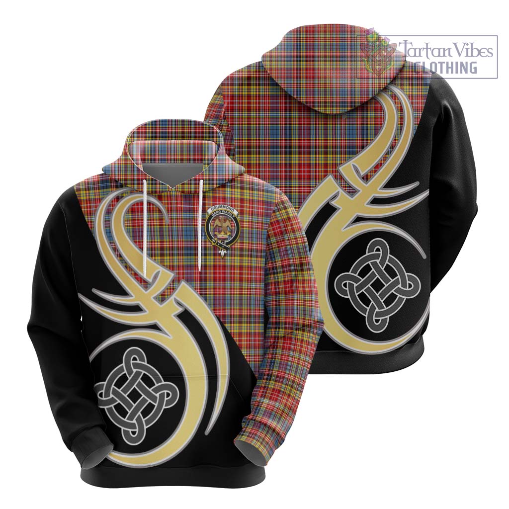 Drummond of Strathallan Modern Tartan Hoodie with Family Crest and Celtic Symbol Style - Tartan Vibes Clothing