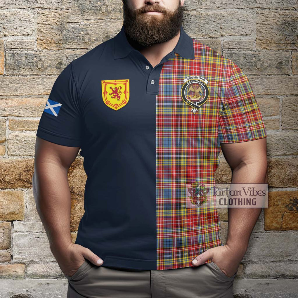 Tartan Vibes Clothing Drummond of Strathallan Modern Tartan Polo Shirt with Scottish Lion Royal Arm Half Style