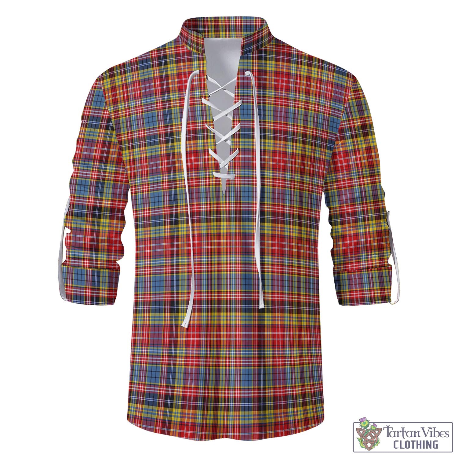 Tartan Vibes Clothing Drummond of Strathallan Modern Tartan Men's Scottish Traditional Jacobite Ghillie Kilt Shirt