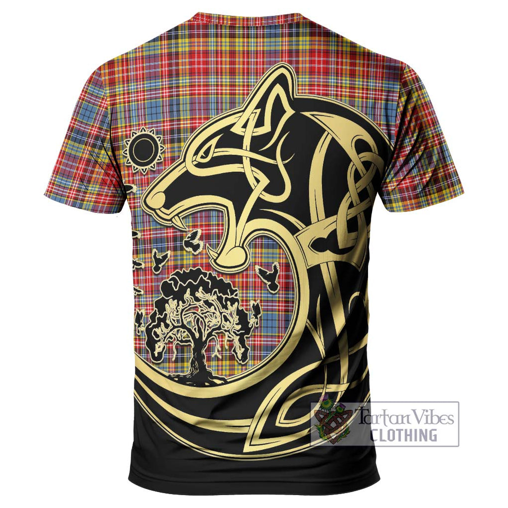 Drummond of Strathallan Modern Tartan T-Shirt with Family Crest Celtic Wolf Style - Tartan Vibes Clothing