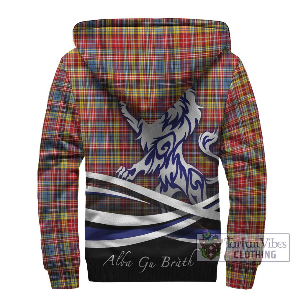 Drummond of Strathallan Modern Tartan Sherpa Hoodie with Alba Gu Brath Regal Lion Emblem - Tartanvibesclothing Shop