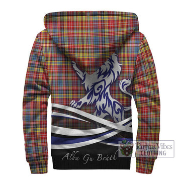 Drummond of Strathallan Modern Tartan Sherpa Hoodie with Alba Gu Brath Regal Lion Emblem