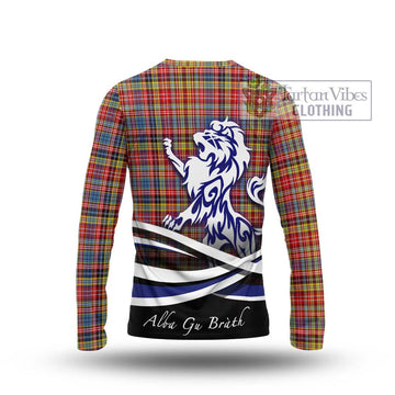 Drummond of Strathallan Modern Tartan Long Sleeve T-Shirt with Alba Gu Brath Regal Lion Emblem