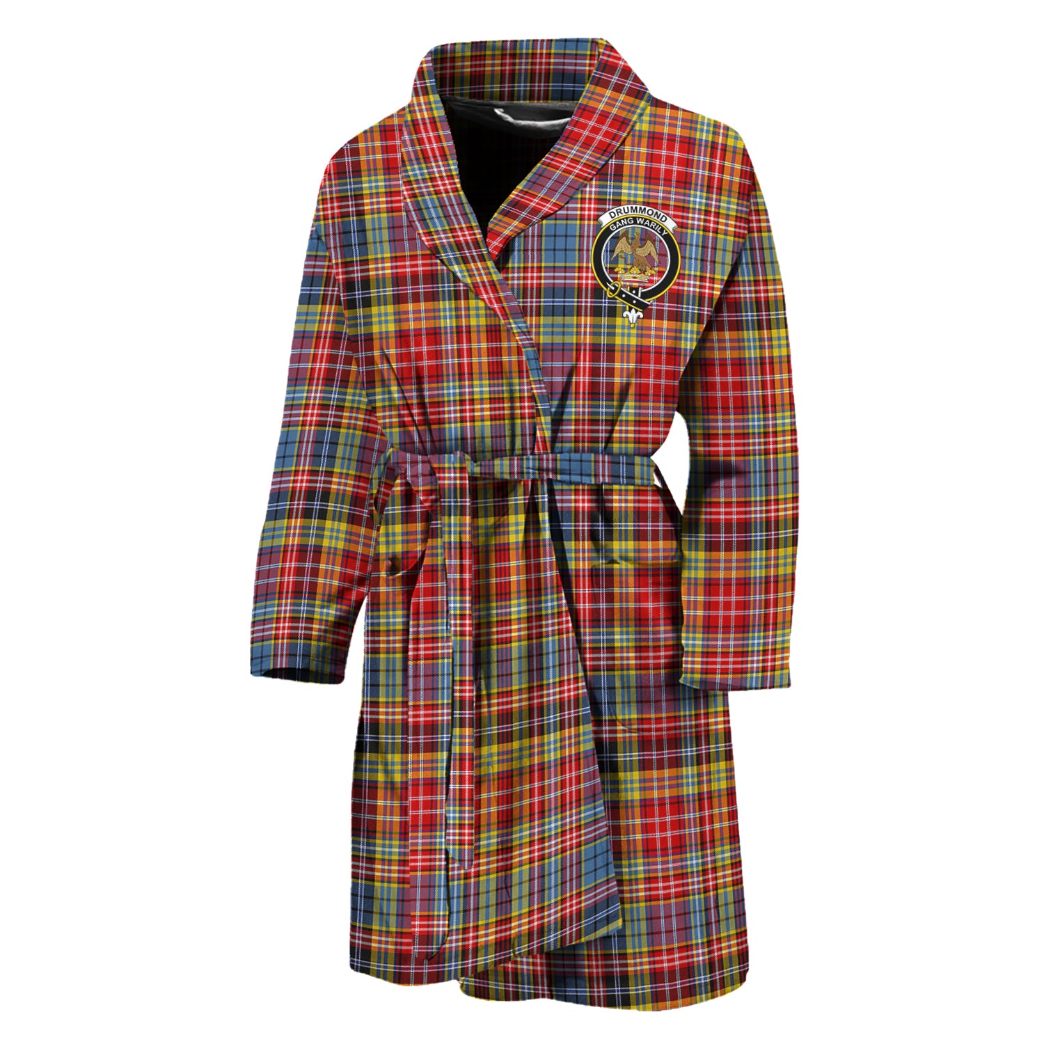 Drummond of Strathallan Modern Tartan Bathrobe with Family Crest Unisex M - Tartan Vibes Clothing