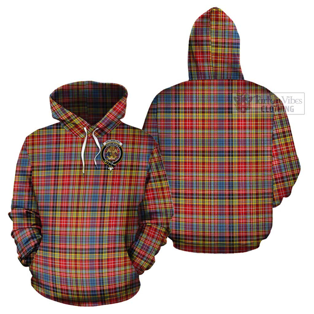 Drummond of Strathallan Modern Tartan Cotton Hoodie with Family Crest Pullover Hoodie - Tartan Vibes Clothing