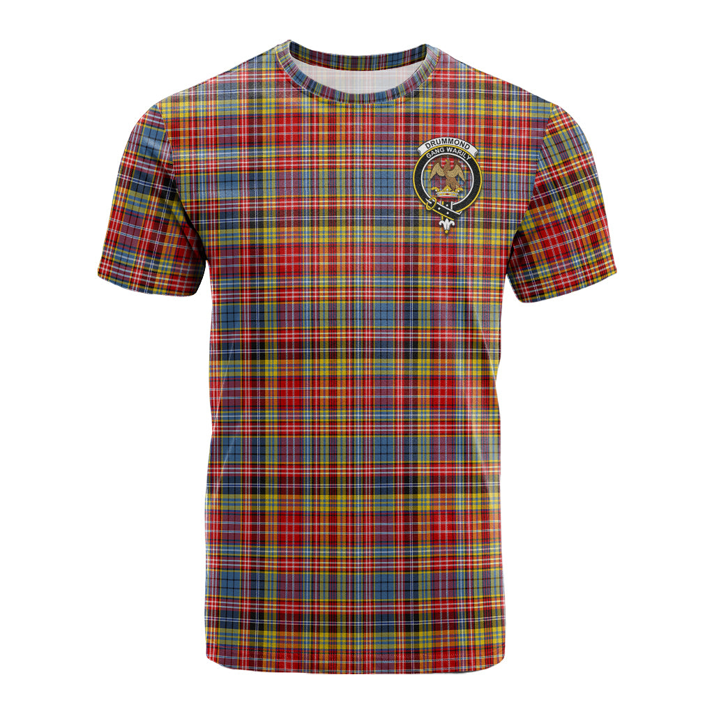 Drummond of Strathallan Modern Tartan T-Shirt with Family Crest - Tartan Vibes Clothing