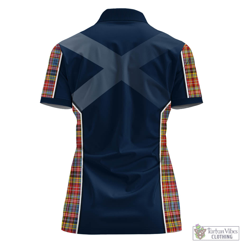 Tartan Vibes Clothing Drummond of Strathallan Modern Tartan Women's Polo Shirt with Family Crest and Scottish Thistle Vibes Sport Style