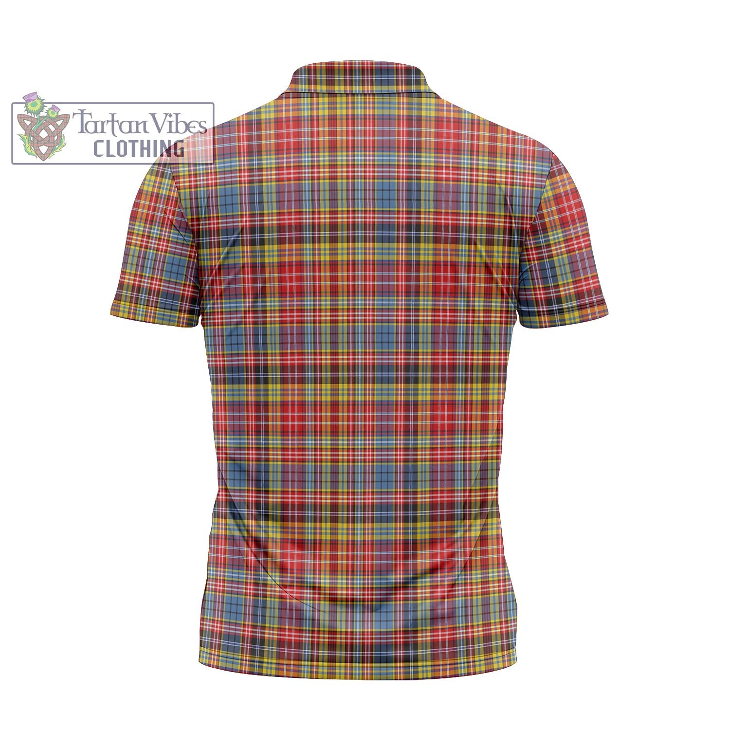 Tartan Vibes Clothing Drummond of Strathallan Modern Tartan Zipper Polo Shirt with Family Crest