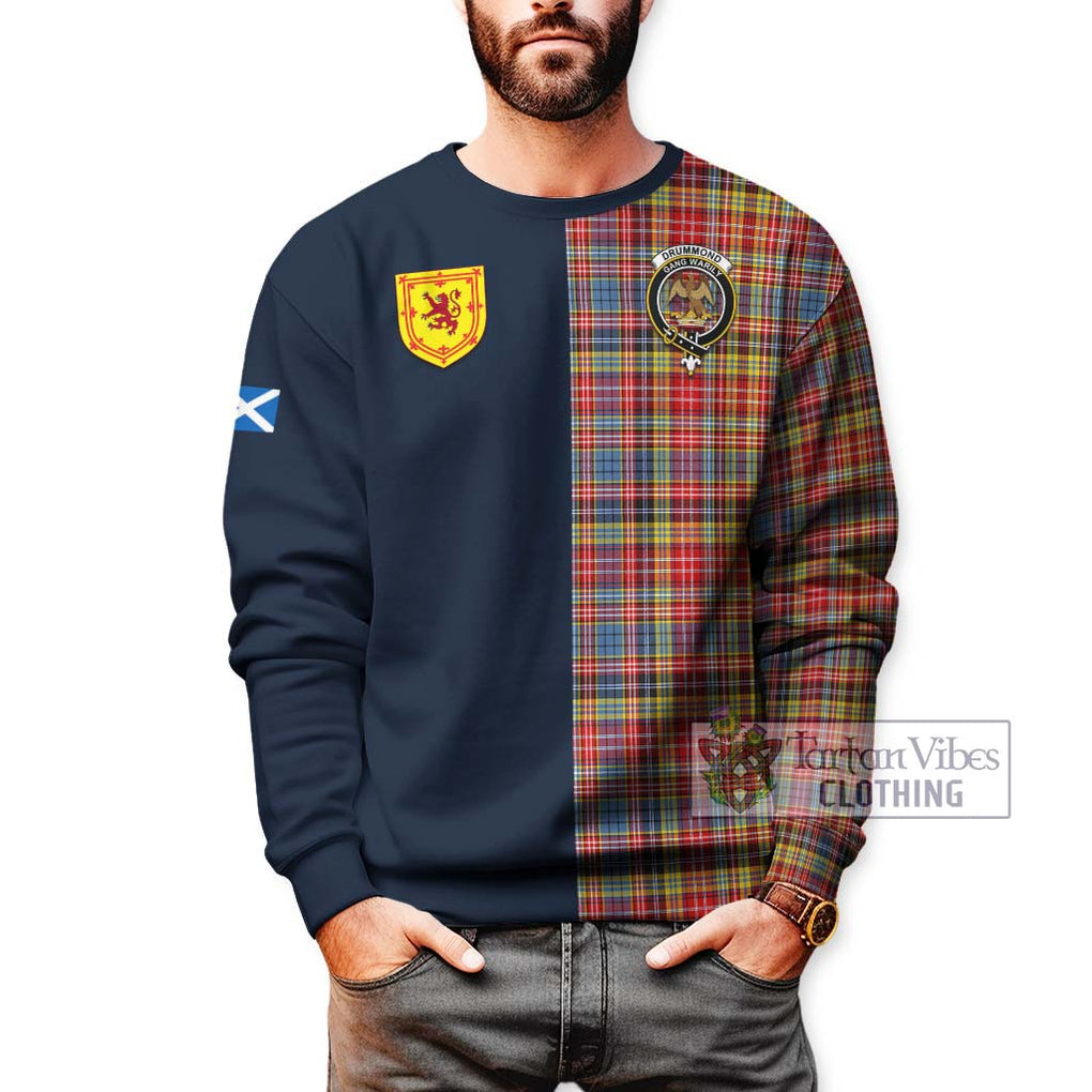 Tartan Vibes Clothing Drummond of Strathallan Modern Tartan Sweatshirt with Scottish Lion Royal Arm Half Style