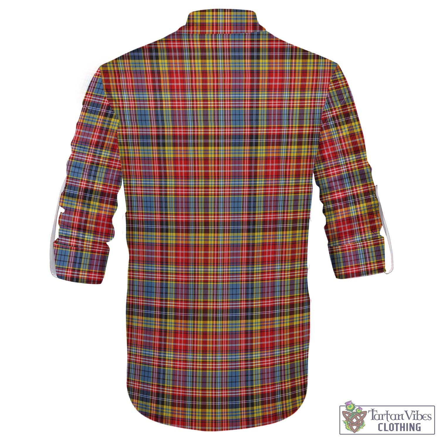 Tartan Vibes Clothing Drummond of Strathallan Modern Tartan Men's Scottish Traditional Jacobite Ghillie Kilt Shirt