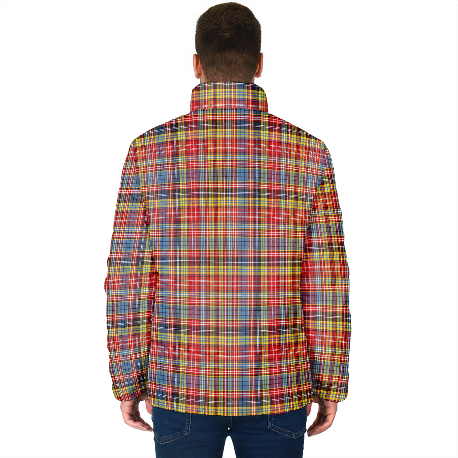 Drummond of Strathallan Modern Tartan Padded Jacket with Family Crest - Tartan Vibes Clothing