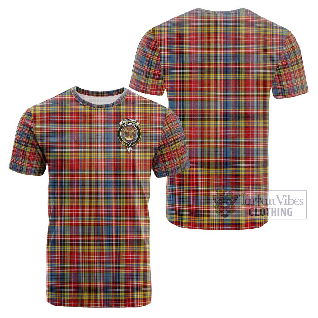 Drummond of Strathallan Modern Tartan Cotton T-Shirt with Family Crest Kid's Shirt - Tartanvibesclothing Shop