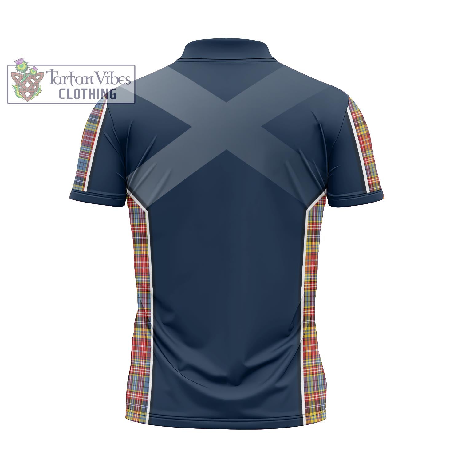 Tartan Vibes Clothing Drummond of Strathallan Modern Tartan Zipper Polo Shirt with Family Crest and Scottish Thistle Vibes Sport Style