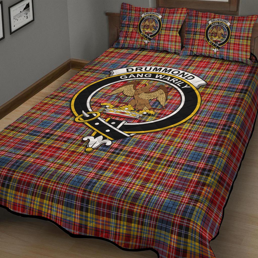 Drummond of Strathallan Modern Tartan Quilt Bed Set with Family Crest - Tartan Vibes Clothing