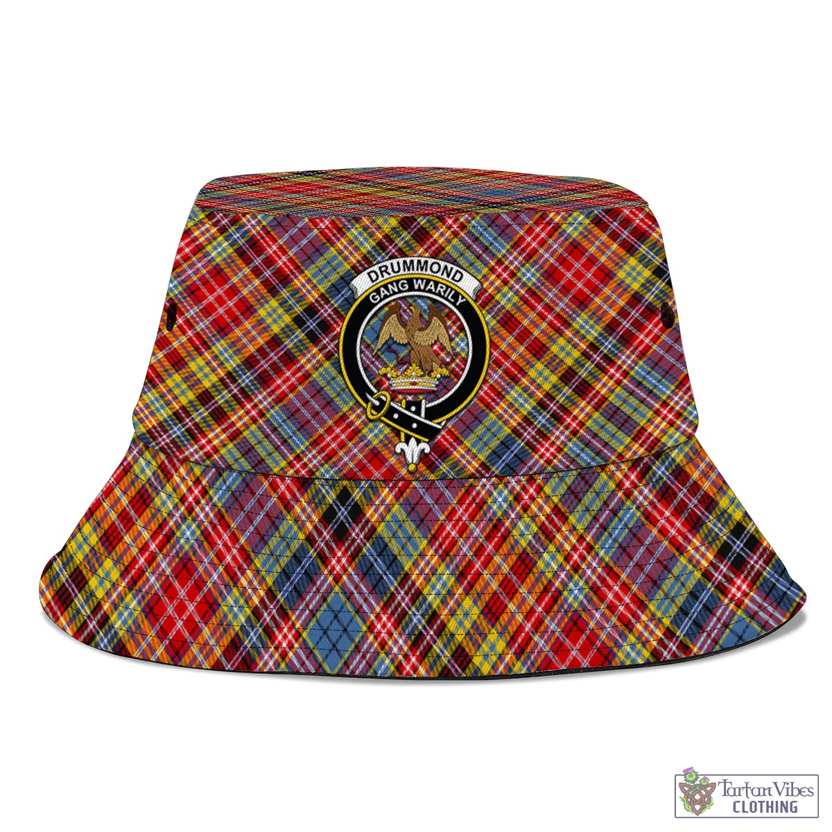 Tartan Vibes Clothing Drummond of Strathallan Modern Tartan Bucket Hat with Family Crest