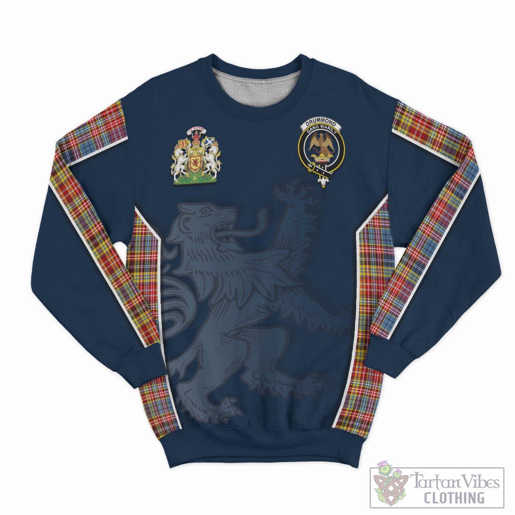 Tartan Vibes Clothing Drummond of Strathallan Modern Tartan Sweater with Family Crest and Lion Rampant Vibes Sport Style