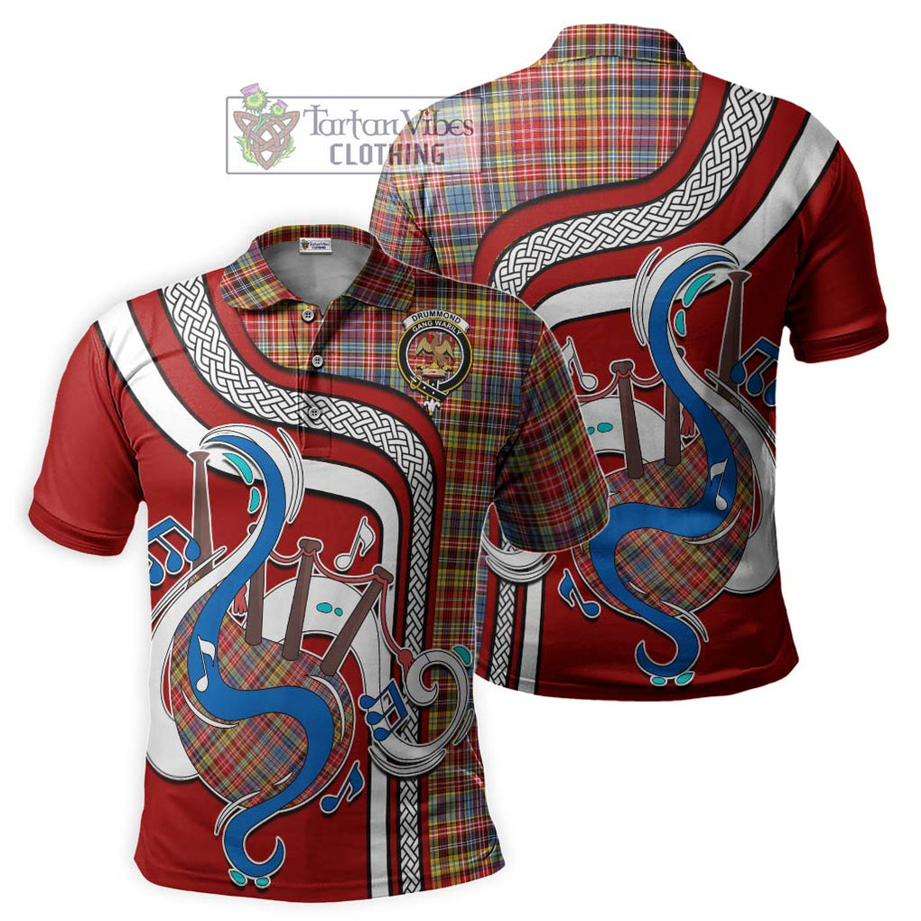 Tartan Vibes Clothing Drummond of Strathallan Modern Tartan Polo Shirt with Epic Bagpipe Style