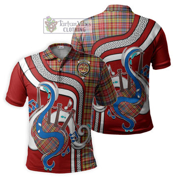 Drummond of Strathallan Modern Tartan Polo Shirt with Epic Bagpipe Style