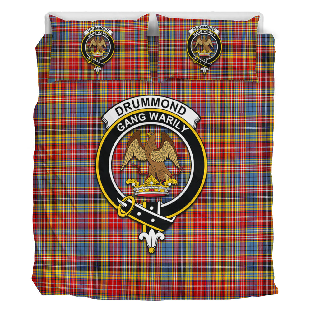 Drummond of Strathallan Modern Tartan Bedding Set with Family Crest - Tartan Vibes Clothing