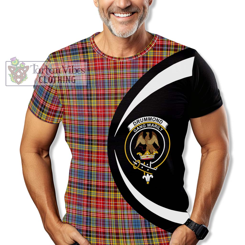 Tartan Vibes Clothing Drummond of Strathallan Modern Tartan T-Shirt with Family Crest Circle Style