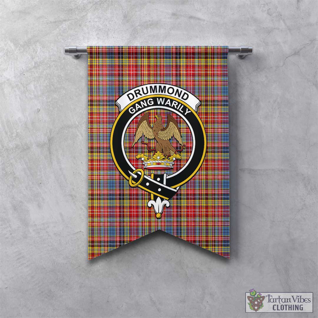 Tartan Vibes Clothing Drummond of Strathallan Modern Tartan Gonfalon, Tartan Banner with Family Crest